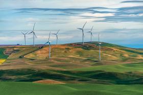 Wind turbines generate 17 percent of power in the PNW.  Photo via Shutterstock